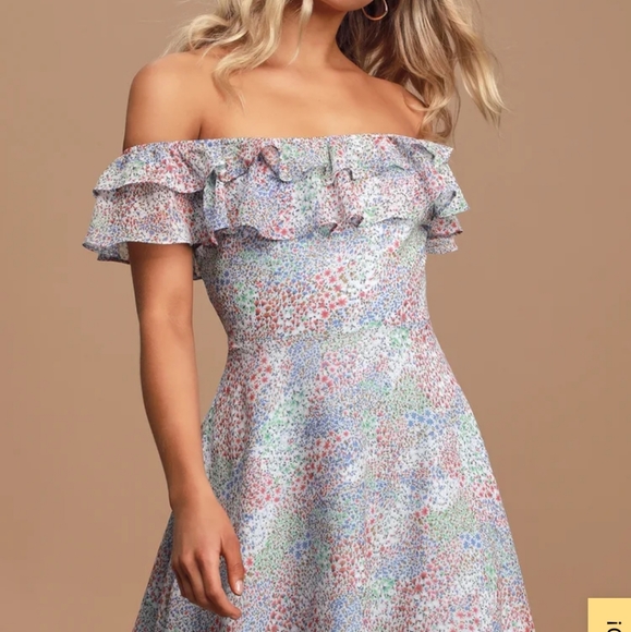 SOLD Lulu's Live to Love Light Blue Floral Mini Dress - Picture 2 of 5